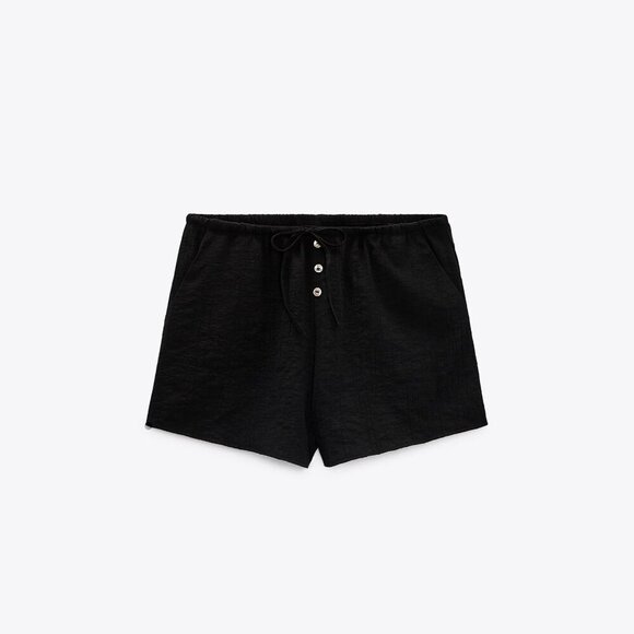 ZARA PYJAMA STYLE SHORTS BLACK SIZE M 4661/510/800 - Picture 5 of 5